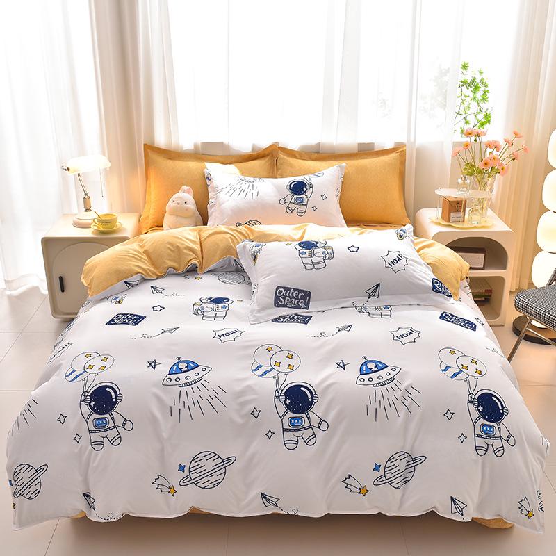 Plant Cashmere Sanded Four-Piece Bedding Set for Dorms & Homes