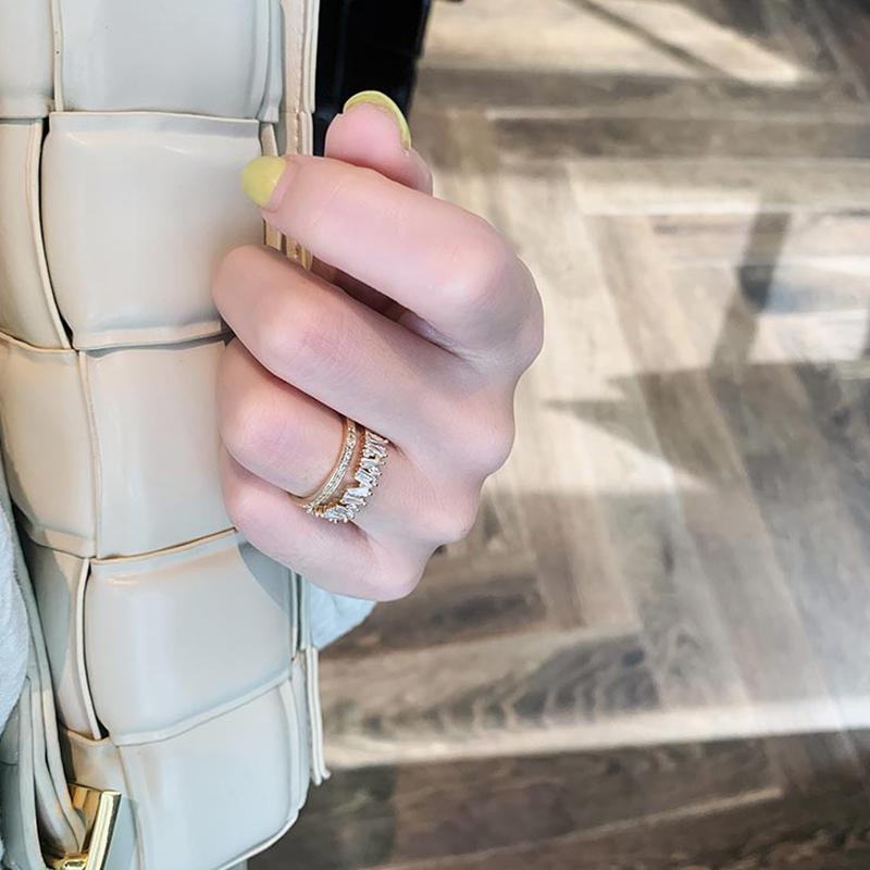 Luxury  Rose Gold Opening Rings For Woman  New Gothic Finger Natural Zircon Ring Party Jewelry Girl'S Student Gift