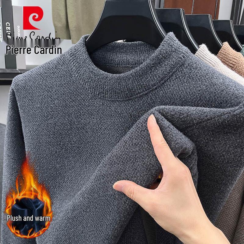 Pierre Cardin Men's Plush Thickened Crew Neck Sweater