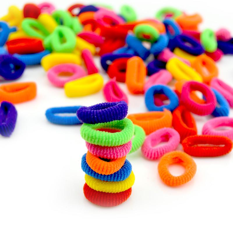

100 шт., красочные детские держатели для волос, милые резиновые ленты для волос, эластичные аксессуары, подвески для девочек и женщин, резинка 100PCS