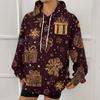 Women's Fashion Sweatshirt Christmas Print Casual Hooded Sweatshirt With Pockets