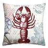 Blue Marine Organism Printed Pattern Polyester Cushion Cover for Home Living Room Sofa Decorative Pillowcase