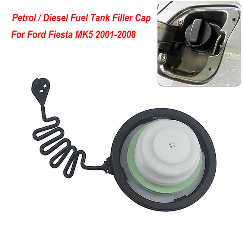 ABS Fuel Tank Cap with Tether for Ford Fiesta Focus KA,Black Gas Filler Cover Reduces Vapor Emission Car Replacement Part 1580852