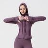 Damen atmungsaktive Kapuzen-Yogajacke Langarm Fitness Top Activewear
