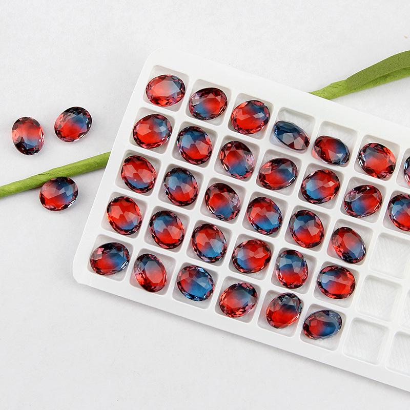 Ungebohrter ovaler Turmalin Farbverlauf Edelstein für DIY Schmuck, Schuhe, Taschen - 10x12mm