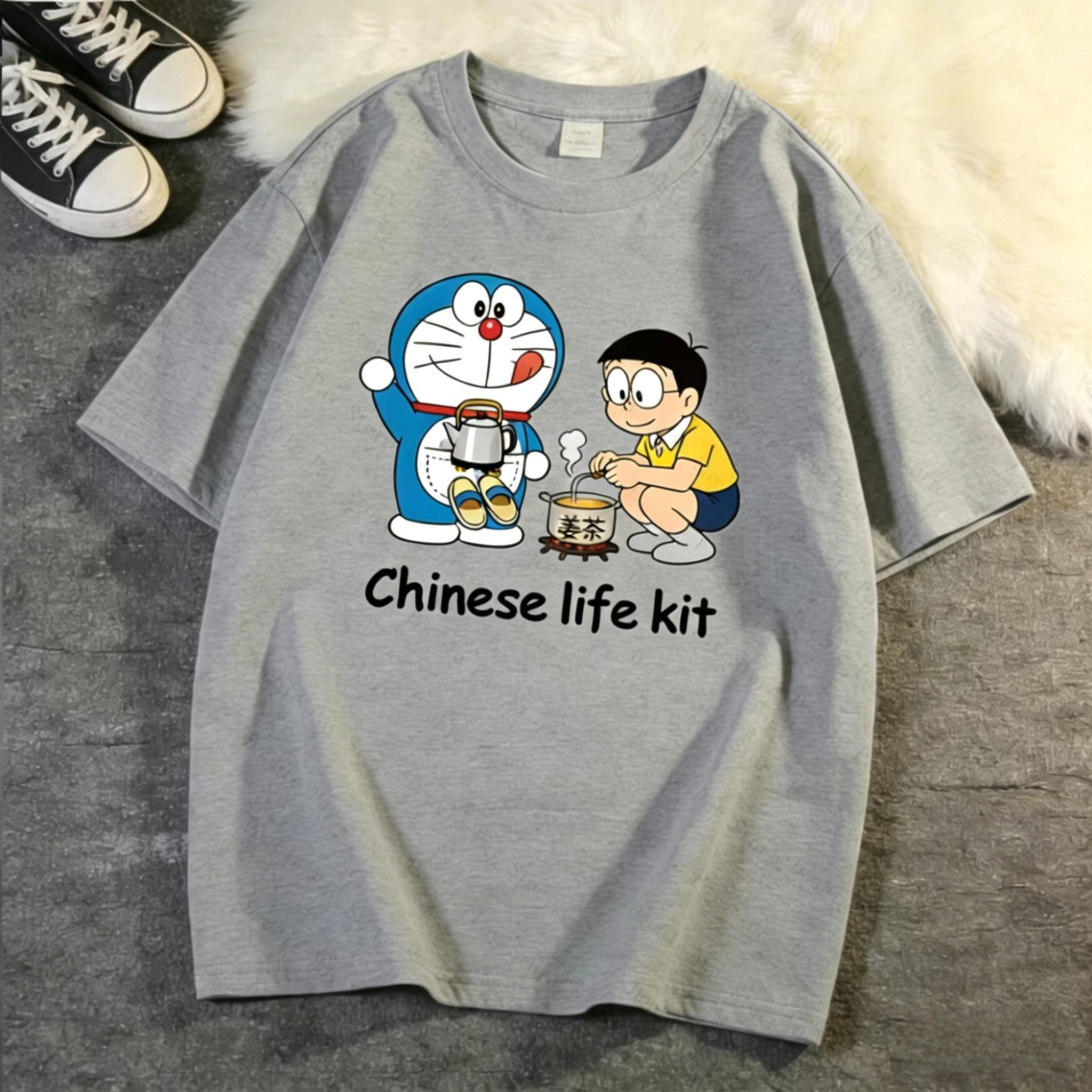 Japanese anime Doraemon Nobita Print TShirts Unisex Women tshirts Summer Casual Short Sleeve Tees Anime Streetwear Cotton Top Y2K 2XL