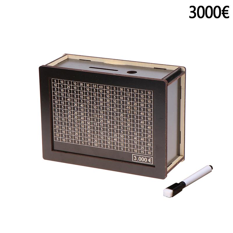 500/1000/2000/3000/5000/10 000 euro sparebøsse Sparegris Wood Money Bank Gjenbrukbar pengebøsse med sparemål og tallbokser