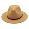 (Joy choose)Unisex Fashion Wide Wool Belt Flat Top Fedora Hat Party Church Hats Cap