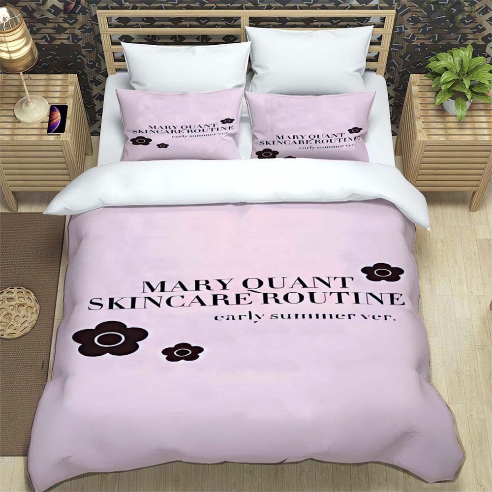 3-Piece M-Mary -Q-Quant- t PrintedDuvet Cover Set – Includes 1 Duvet Cover and 2 Pillowcases; Suitable for Home and Dorm Use