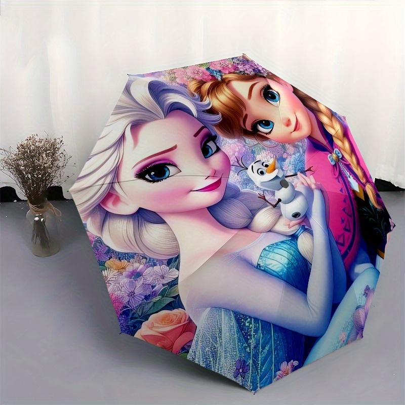 Disney Elsa,Anna,Olaf Manual Opening and Closing Umbrella - 8-Rib Reinforced Folding Design, Lightweight and Portable, Suitable for Daily Bu