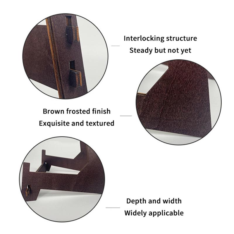 Brown Wooden Display Stand Desktop Display Stand Vintage Wooden Plate Stand Multi-Purpose Picture Display Holder For Home Decor