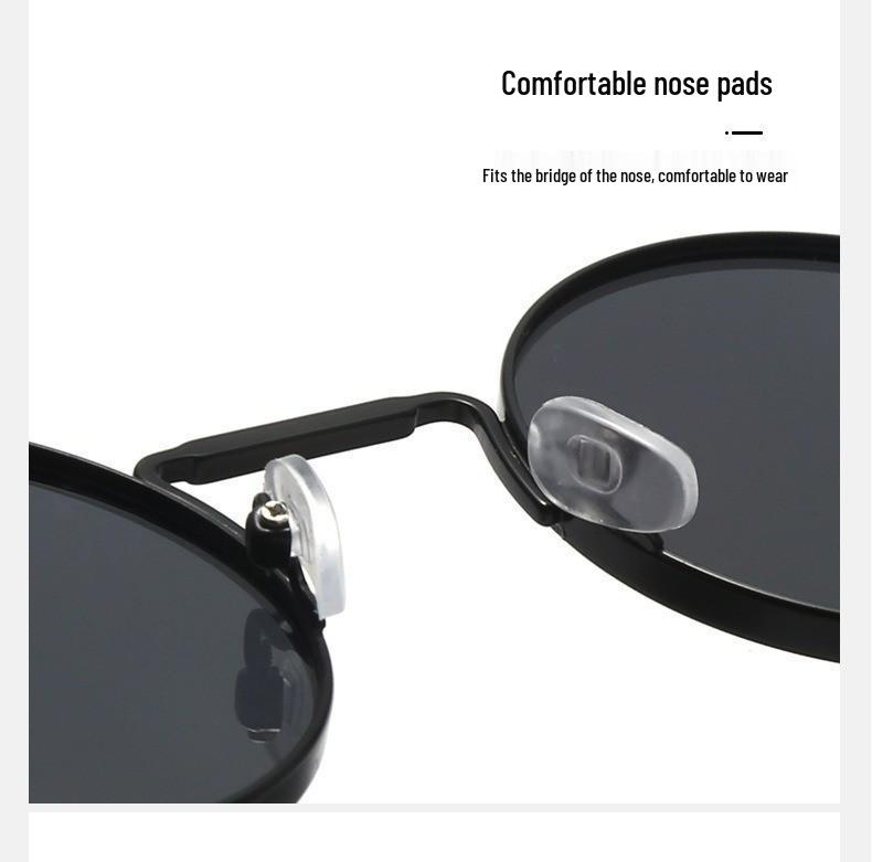 Steampunk Retro Round Sunglasses with Spring Temple for Men and Women