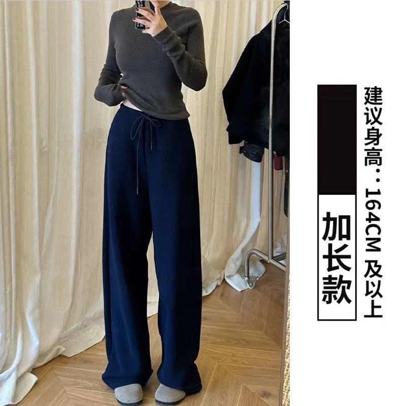 Women Fleece Lined Banana Wide Leg Casual Sports Pants 2026 Warm Straight Trousers