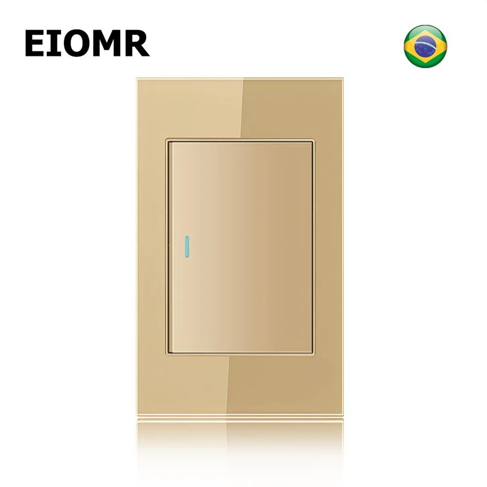 

EIOMR Золота Скляна Панель Розетки Стандарту Бразилії, 118*75мм Настінна Комбінація Розетки для Телефону, Комп ютера, Вимикача для Офісу, Дому