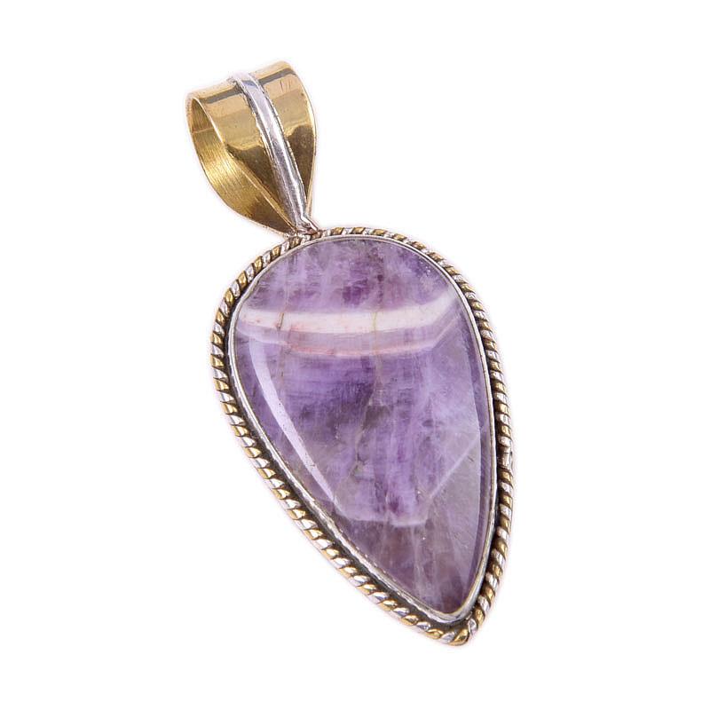 Natural Tiffany Stone 925 Solid Sterling Silver Gift TwoTone Pendant 1.50" a6B54