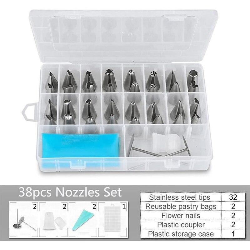 

38 шт./компл. Набор насадок для кондитерского мешка, кондитерский рукав, инструмент для украшения торта своими руками, многоразовый силиконовый кондитерский мешок для крема, насадка из нержавеющей стали