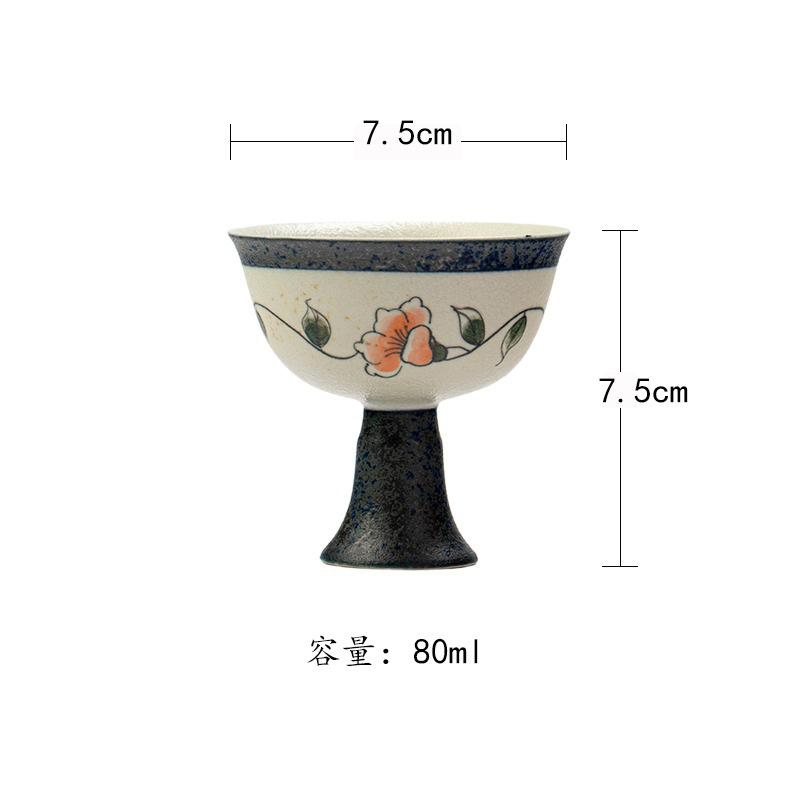 

2pc/lot Hand-painted Camellia Teacup Retro Tea Bowl Water Jug Tea-tasting Smelling Cup Chazhan Master Cups Tea Ceremony 80ml As Your Choose