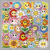 50 Cute Waterproof Smiley Flower Stickers for Decor - Perfect for Desktop, Headphones, Refrigerator, and Guitar