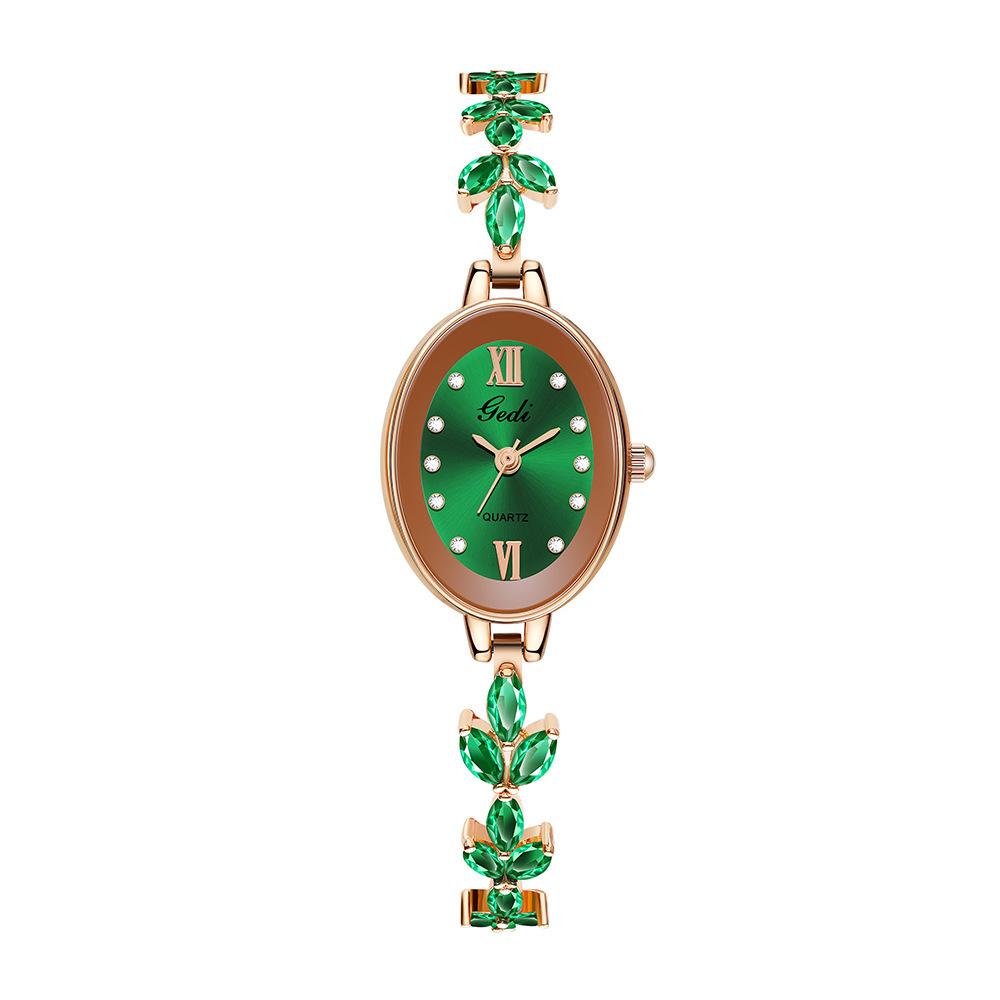 Niche High-End Watch Luxury Oval Quartz Watch Jewelry Four-Leaf Clover Medieval Bracelet Watch