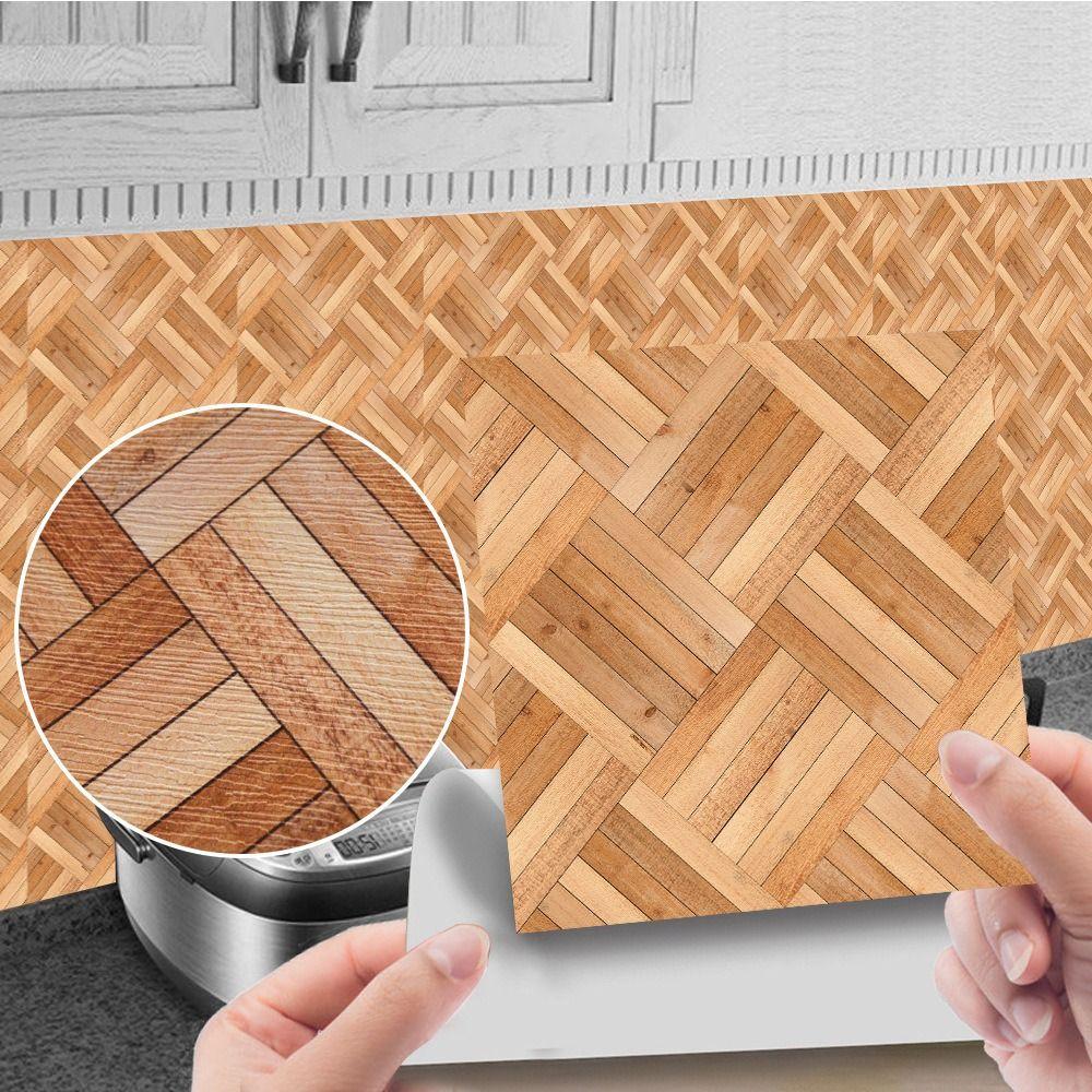 Self-adhesive Wallpaper DIY Flooring Materials Simulated Wood Grain Dollhouse Wall Stickers  Girls
