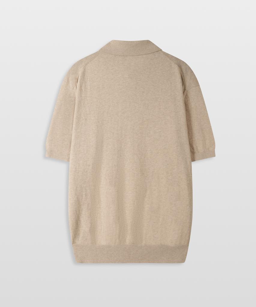 MANNERGRAM Nouvelle Fine Cashmere Cotton Polo Short Sleeve Knit Beige