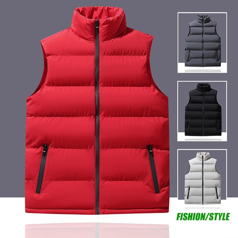 Herren Winter Stehkragen einfarbige Weste lässig vielseitig schlichte Weste Weste Weste Thermoweste Jacke Herren