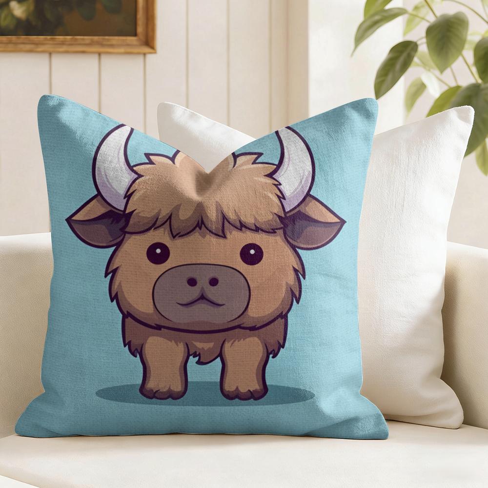 

Cool Highland Cow Cushion Cover Natural Linen Pillow Cover DoubleSided Print Cushion Cover for Sofa Home Decor 30x30cm