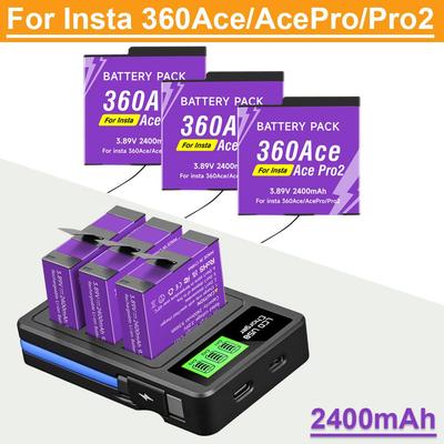 Capacitate Mare 2400mAh Pentru Baterie Insta360 Ace Pro Ace+Încărcător LED Rapid cu 3 Sloturi Pentru Accesorii Cameră de Acțiune Insta360 Ace Pro 2