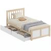 Pine Storage Bed, 3ft Single Solid Wooden Bed Frame with Drawers, Headboard, Wood Slat Support, Natural Wood Finish