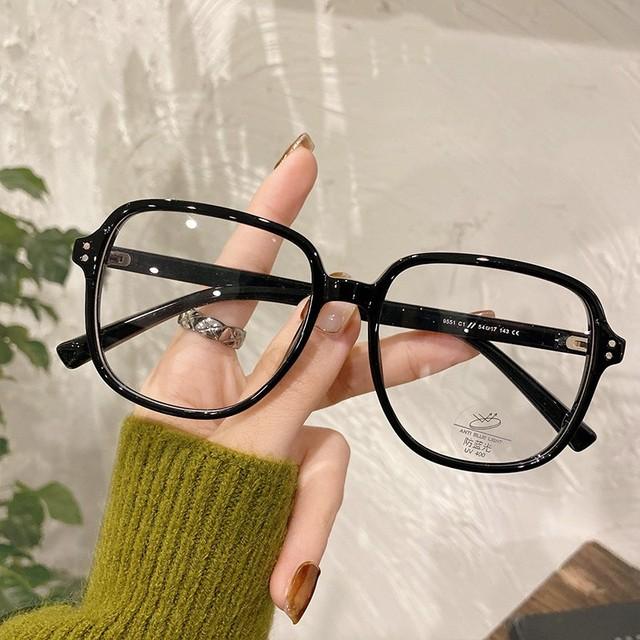 Large Square Frame Finished Myopia Glasses Oversized Transparent Women 'S Glasses Ladies Retro Blue Light Blocking Eyeglasses