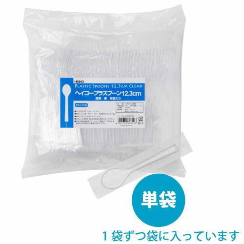 Shimojima Heiko Spoons, Plastic, Clear, 12.3cm, Individually Wrapped, 100 Spoons, 004513005