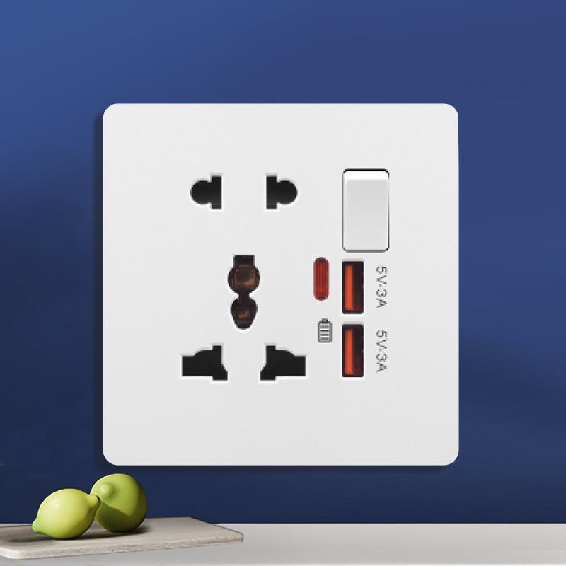 British 13A Multi-Hole Switch & Socket Panel with Type-C Fast Charge for Hong Kong & Macao