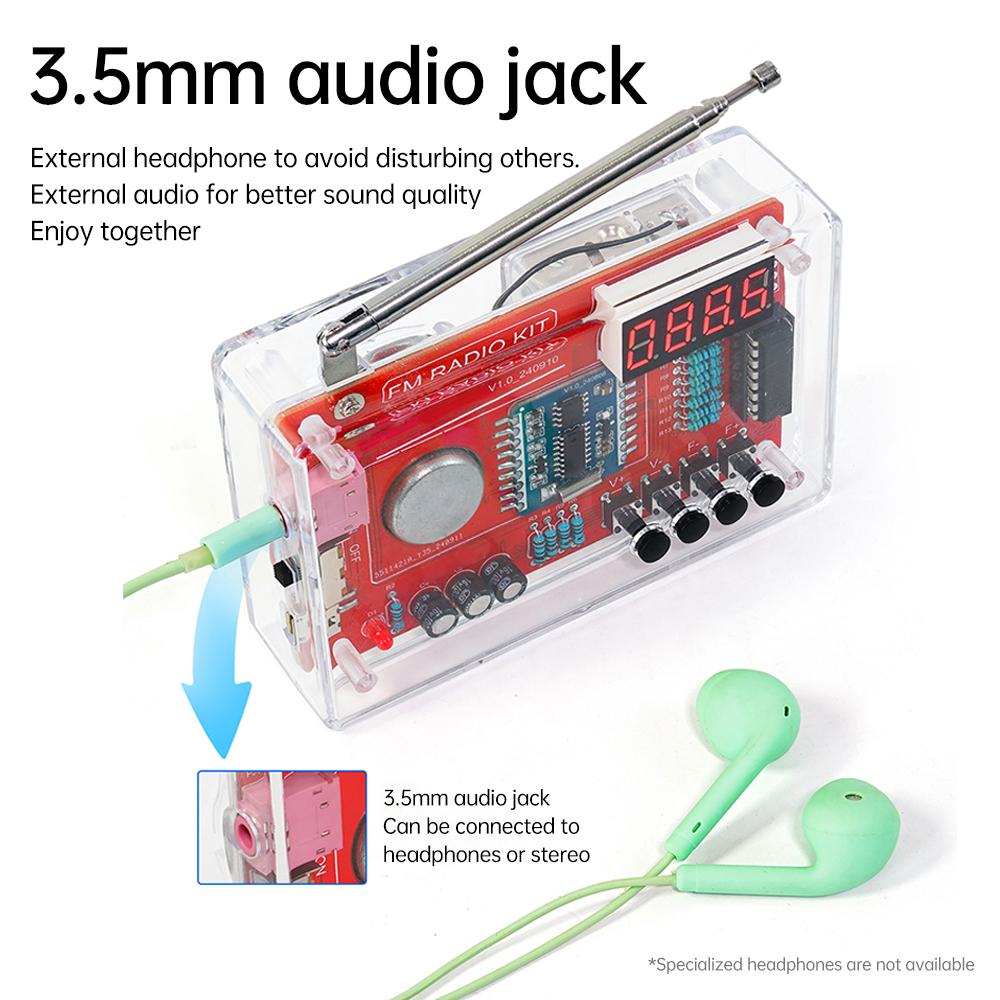 RDA5807 DIY FM Radio Electronic Kit 87-108MHZ Adjustable Digital Display FM Radio Module Welding Practice Accessories