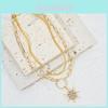 Sunflower Pendant Necklace For Women With Geometric Star Design And Cubic Zirconia Jewelry