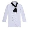 Chef Uniform with Scarf Tie Double-Breasted Buttons Stand Collar Long Sleeves Women Men Chef Shirt Workwear