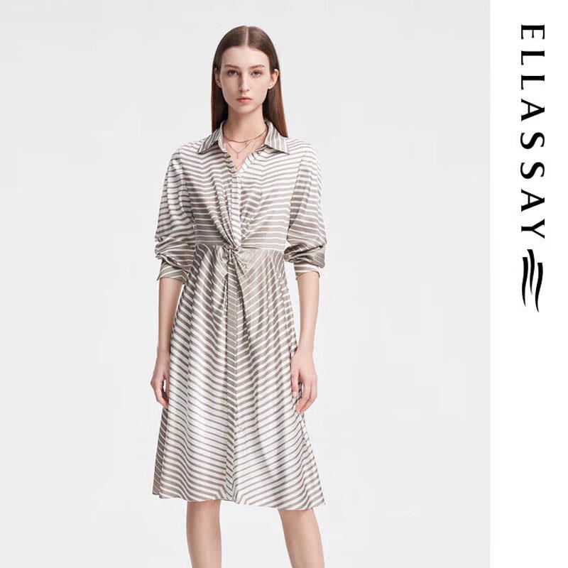 

ELLASSAY Women s Pleated Mulberry Silk Shirt Dress