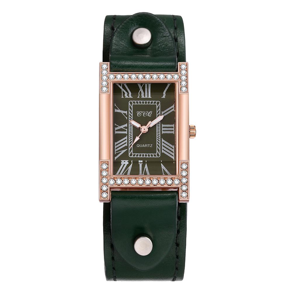 Rome Casual Female Square WristWatch Cow Leather Strap Clock Women Dress Quartz Crystal Watch Couples Bracelet Watches