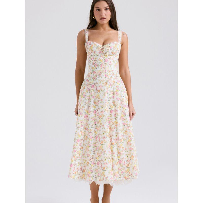 French Pastoral Style Lace Splicing Sling Dress