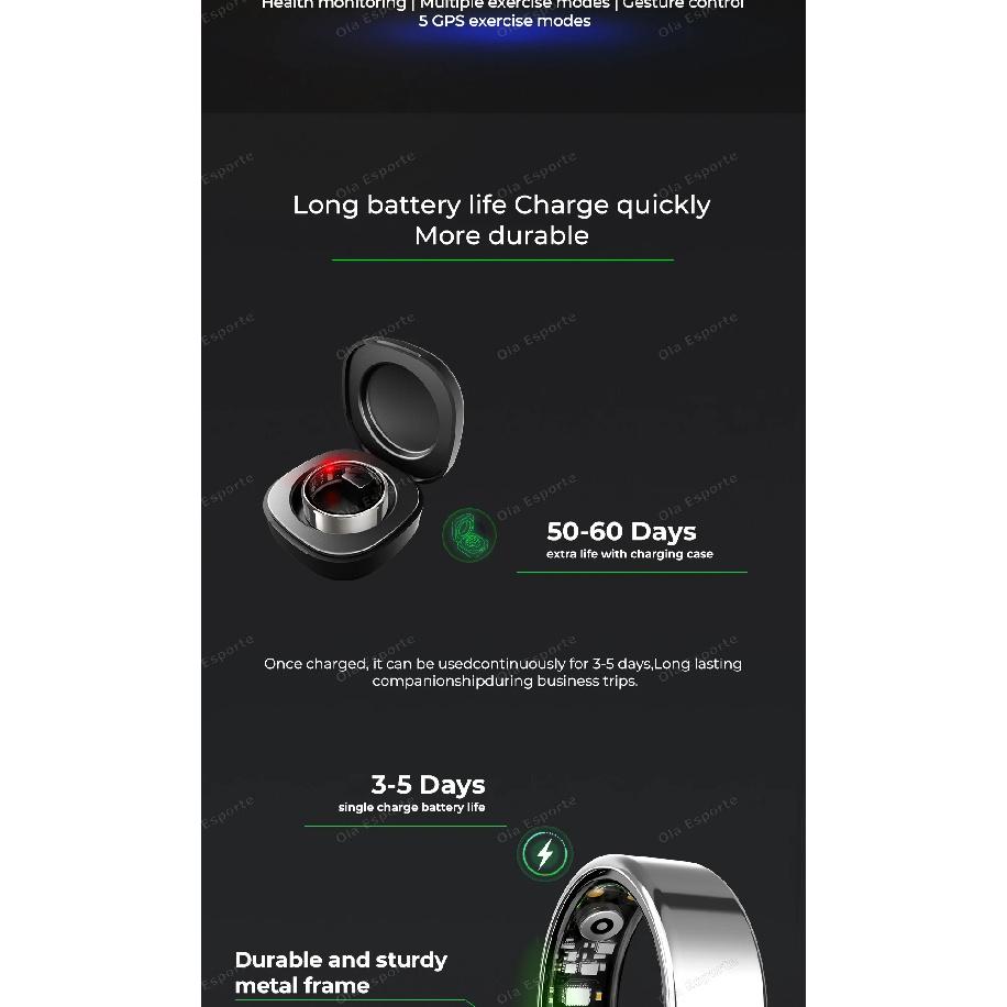 2025 Smart Ring Blood Pressure Heart Rate Sleep Monitoring Smartring IP68 & 5ATM Waterproof Multi-sport Mode Smartring Man Women