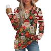 Women's Fashion Casual V-neck Pleated Christmas Long Sleeve Top