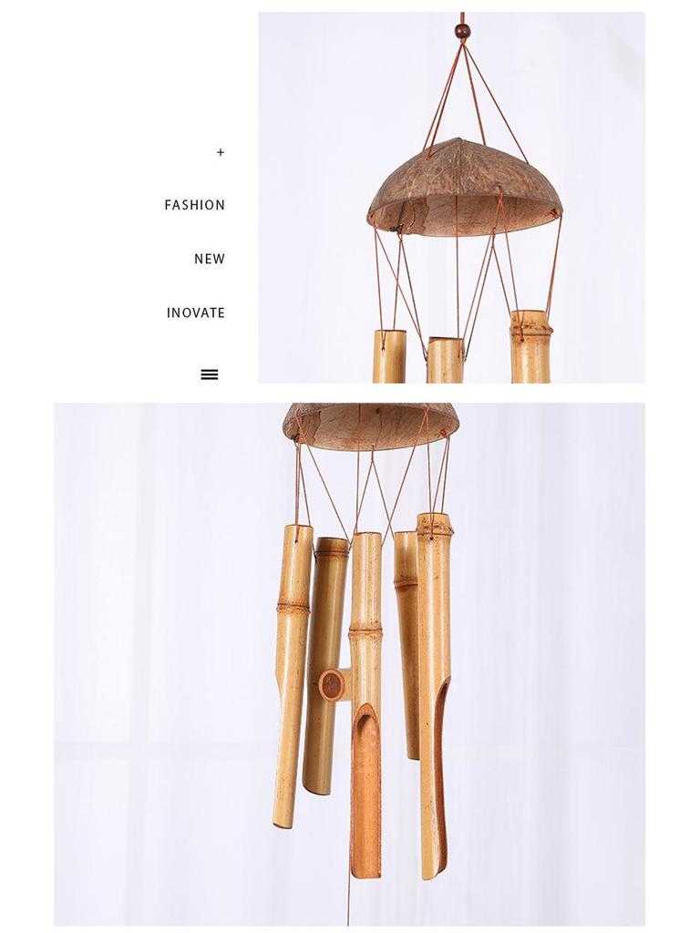 Creative Retro Coconut Shell Bamboo Wind Chime – Chinese Style Hanging Décor for Homes & Scenic Areas