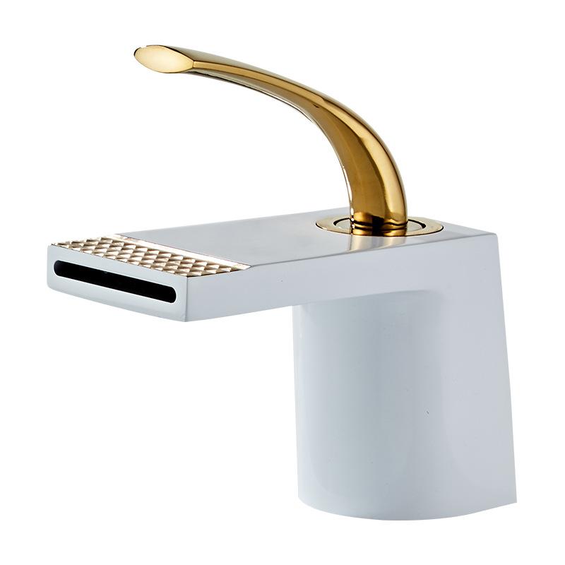 Basin Faucets White Gold Bathroom Faucet Hot and Cold Mixer Tap Black Brass Toilet Sink Water Crane Waterfall