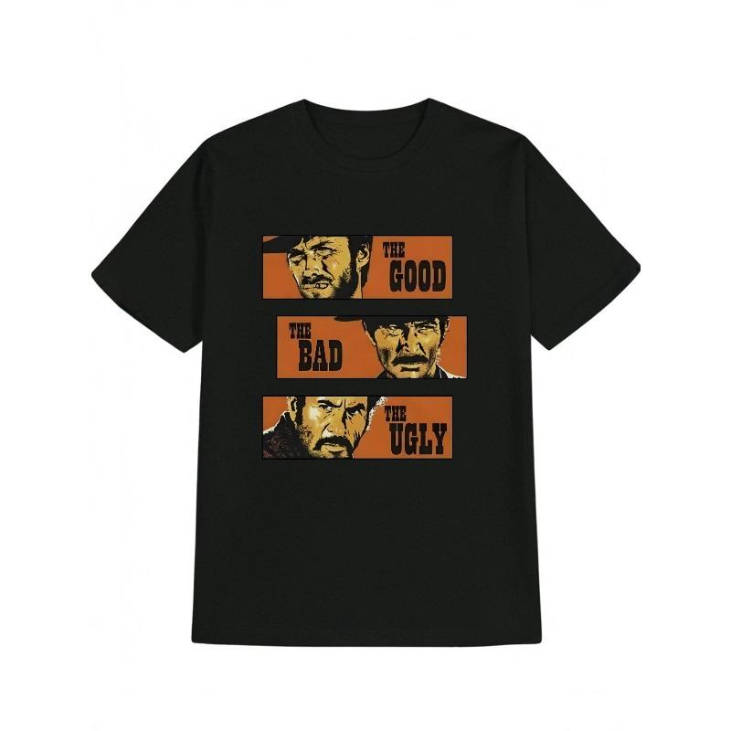 European Sizes Men'S Casual Versatile Round-Neck T-Shirt, Featuring Portrait Text Print Design, Suitable As a Gift for Men