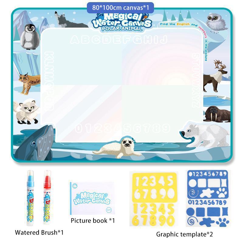 80x80CM Magic Water Drawing Mat Coloring Doodle Mat Montessori Painting Board Painting Pad Magic Pens Kids Educational Toy Gifts