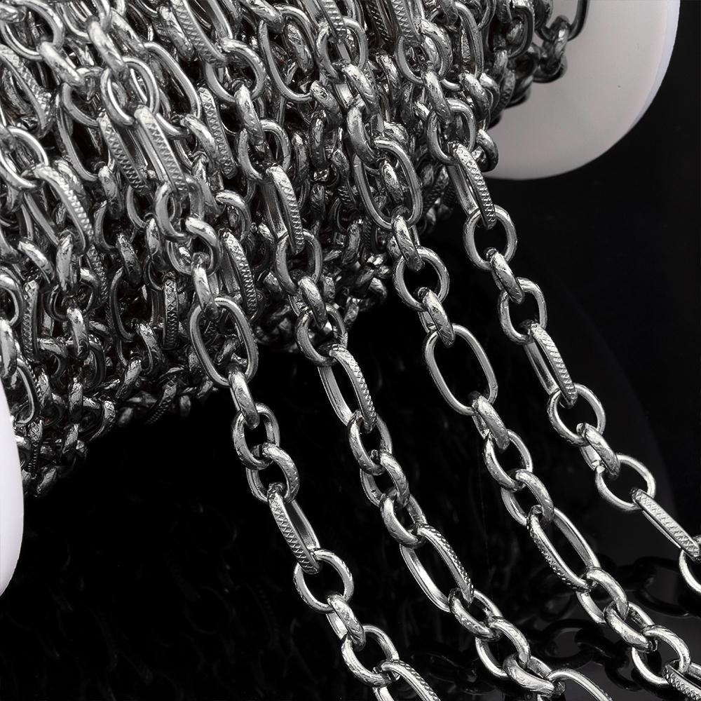1M Heavy Chunky Hip Hop Chain Stainless Steel Frosted Oval Link Chains for DIY Men Jewelry Making Punk Necklace Bracelet Chain