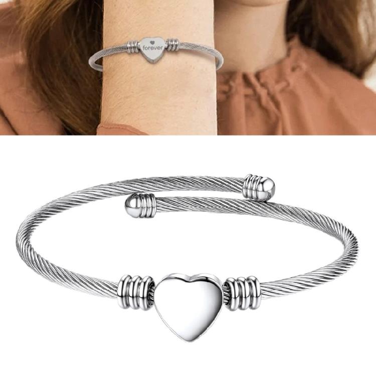 Adjustable Heart Shaped Cable Bracelet Premium Stainless Steel Jewelry Comfortable Wear Wristchain For Long Hours