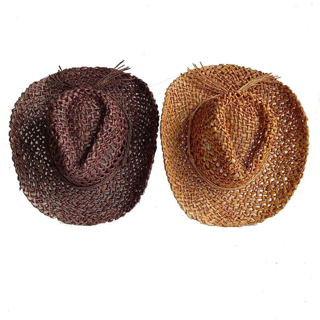Corn Husk Material Cowboy Western Straw Hat Rhinestone Accessories  With Upturned Brim Sun Protection Cowboy Hat Sombrero Cowboy