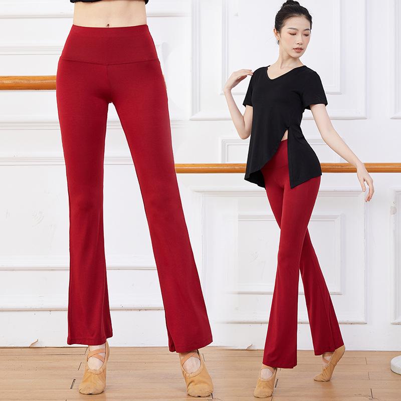 Women's High Waist Modal Dance Pants - Slim Fit, Straight Leg, Micro Flare for Yoga & Fitness