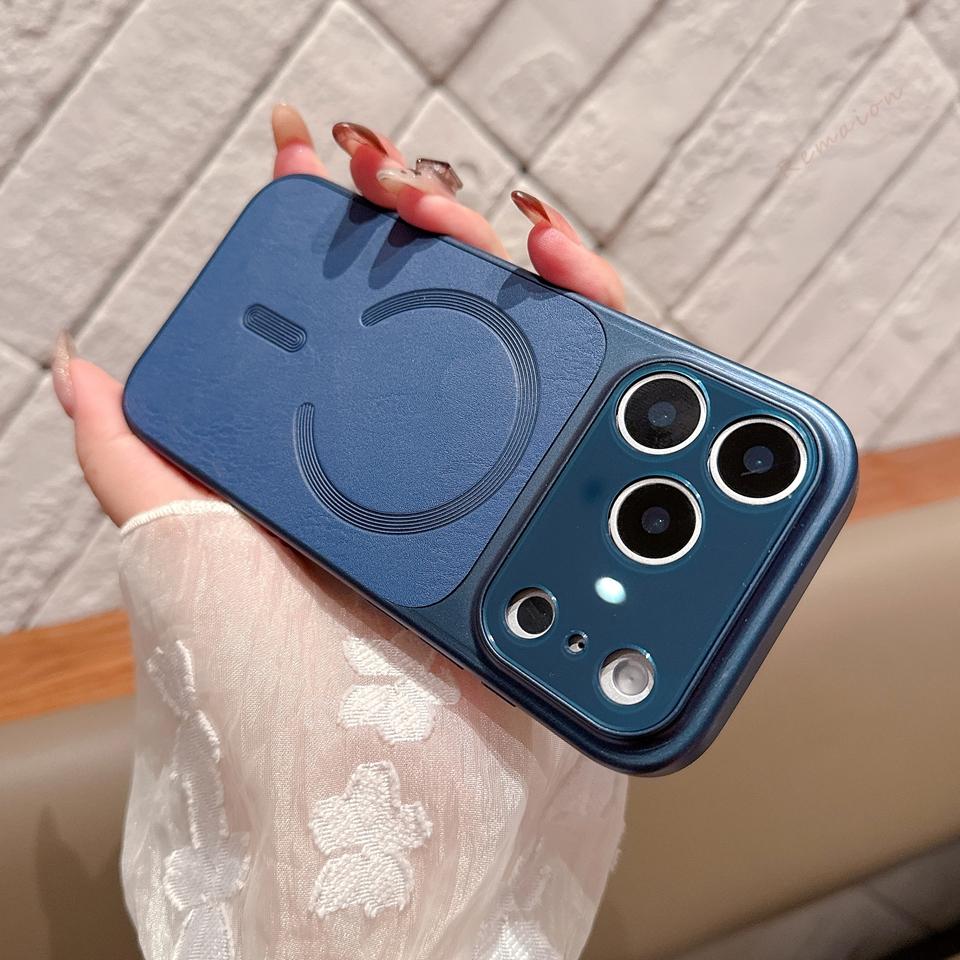 Official Leather Magnetic Phone Case For iPhone 17 Air 15 14 13 16 17 Pro Max 14 15 16 Plus Magsafe Protector Shockproof Cover