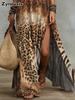 Summer Bohemian Ruffle Open-Shoulder Printed Maxi Dress